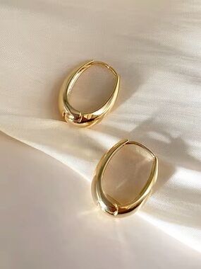 Classic Gold Oval Hoop Earrings for Women